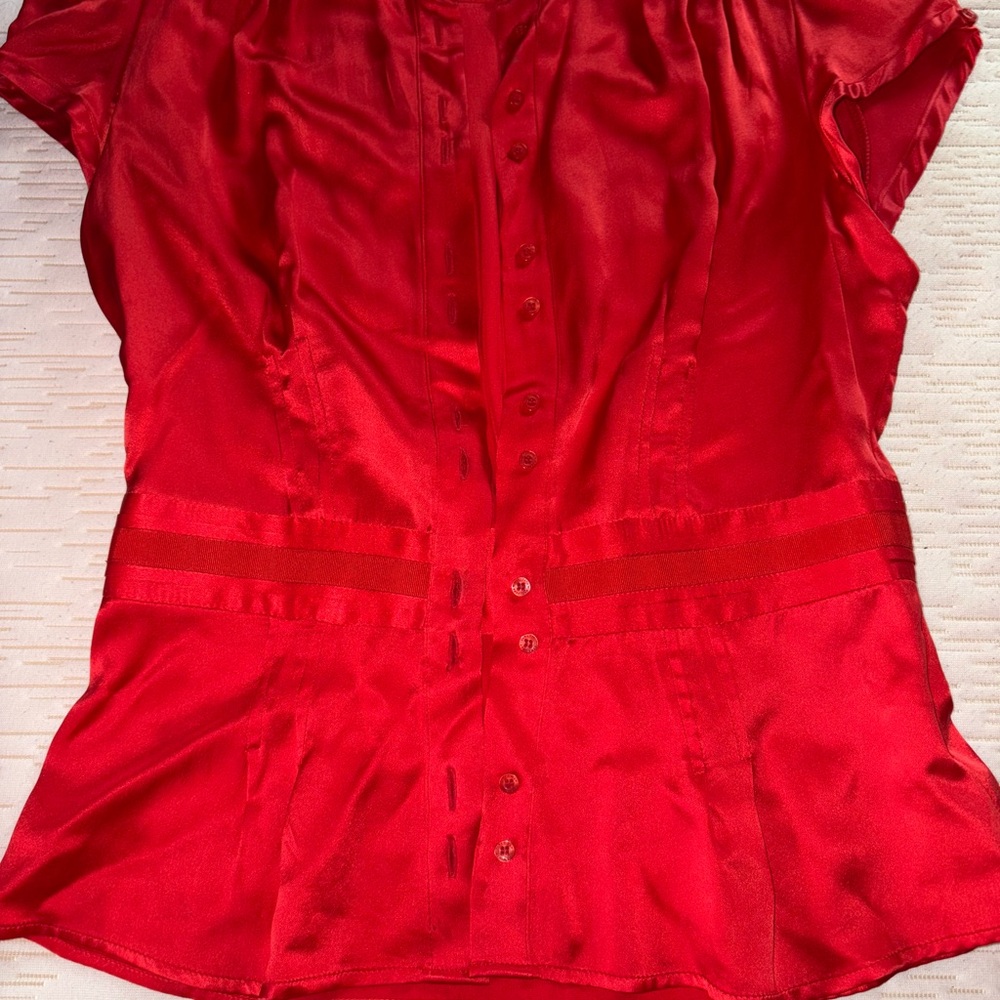 Zara Red Silk Blouse